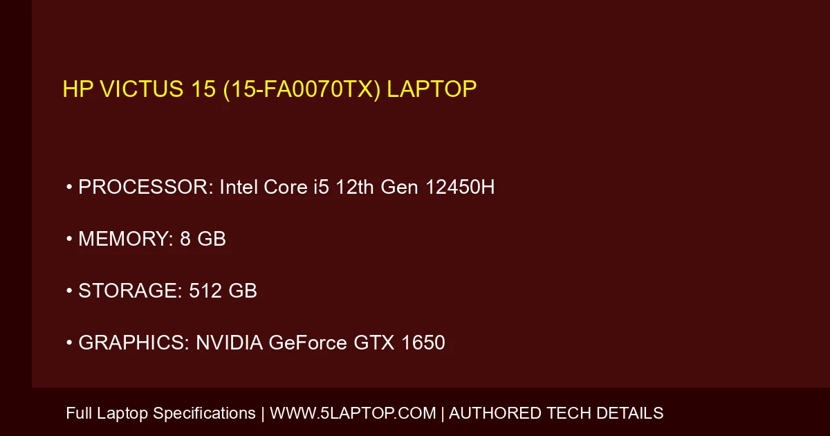 HP Victus 15 (15-fa0070tx) Laptop