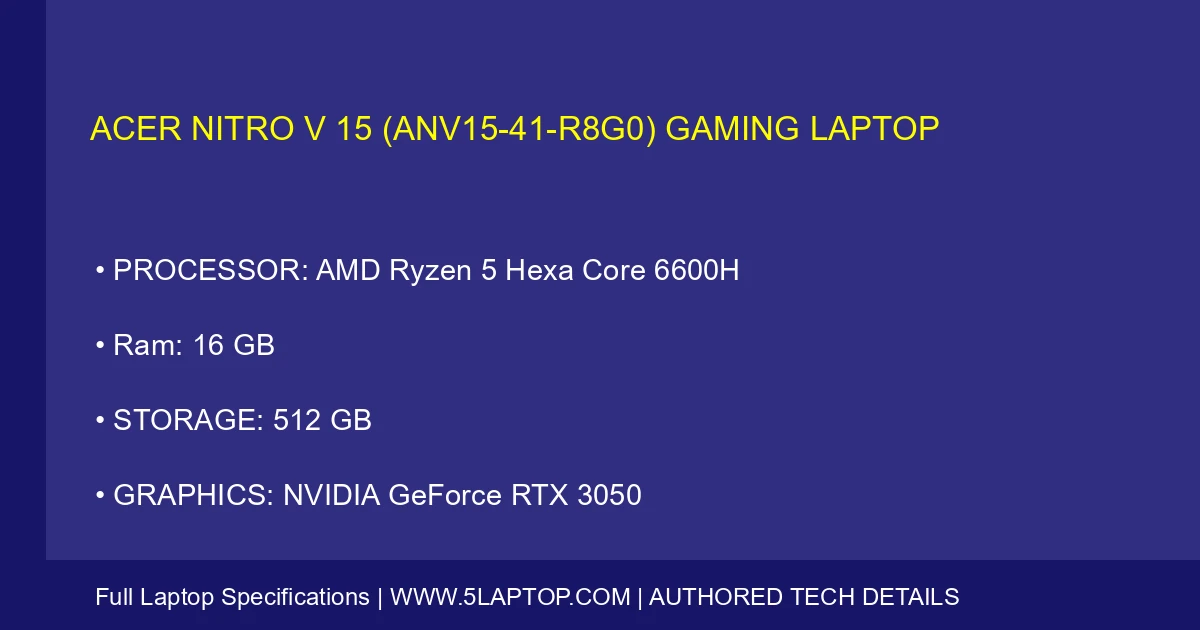 Acer Nitro V 15 (ANV15-41-R8G0) Gaming Laptop