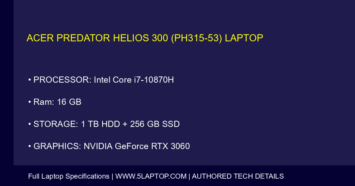 Acer Predator Helios 300 (PH315-53) Laptop