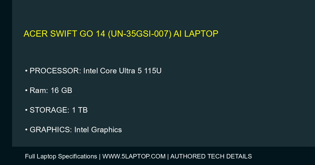 Acer Swift Go 14 (UN-35GSI-007) AI Laptop