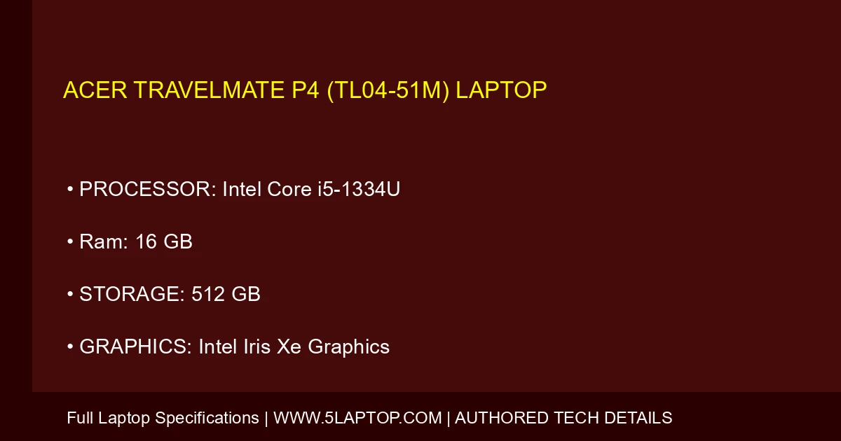 Acer TravelMate P4 (TL04-51M) Laptop