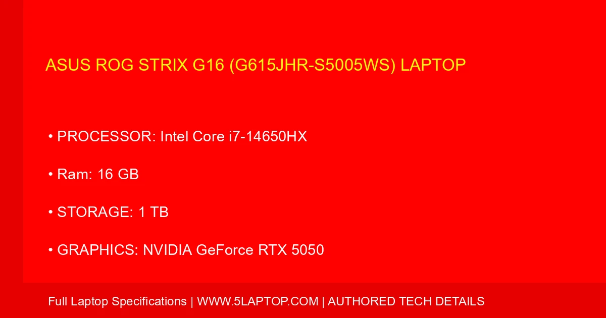 ASUS ROG Strix G16 (G615JHR-S5005WS) Laptop