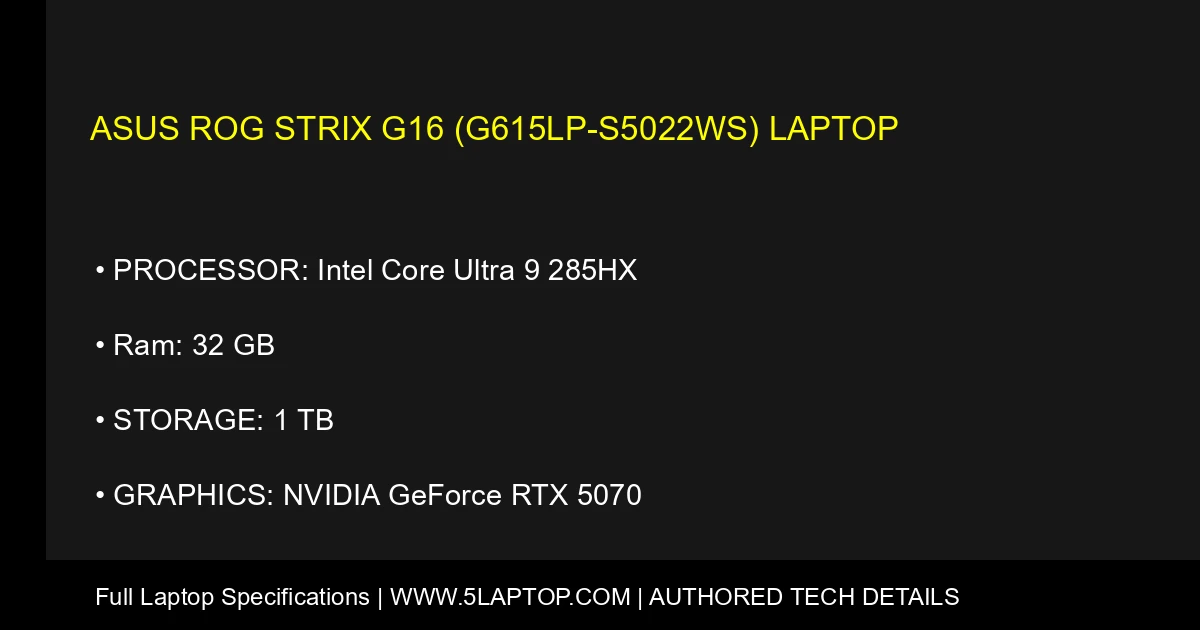 ASUS ROG Strix G16 (G615LP-S5022WS) Laptop