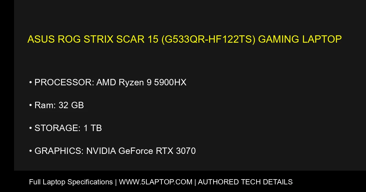 ASUS ROG Strix SCAR 15 (G533QR-HF122TS) Gaming Laptop