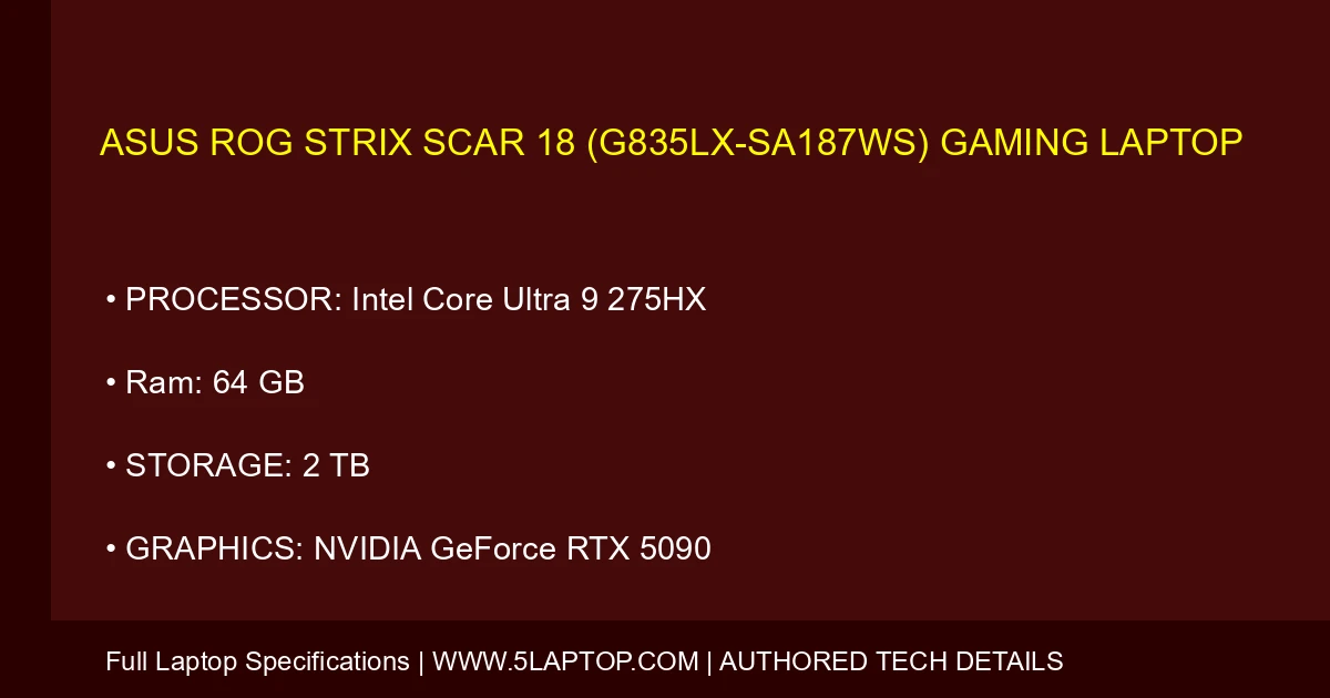ASUS ROG Strix SCAR 18 (G835LX-SA187WS) Gaming Laptop