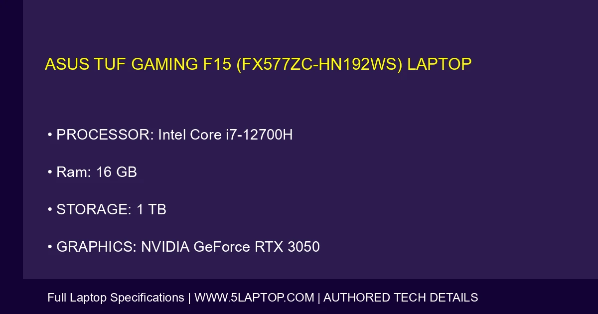 ASUS TUF Gaming F15 (FX577ZC-HN192WS) Laptop