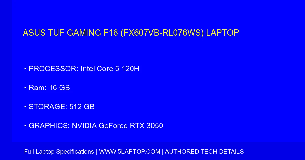 ASUS TUF Gaming F16 (FX607VB-RL076WS) Laptop