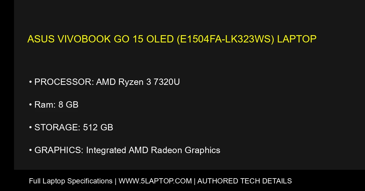 ASUS Vivobook Go 15 OLED (E1504FA-LK323WS) Laptop