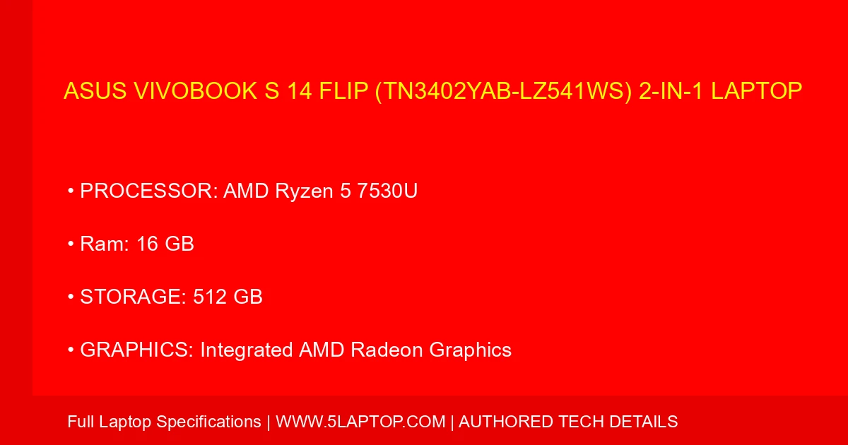 ASUS Vivobook S 14 Flip (TN3402YAB-LZ541WS) 2-in-1 Laptop