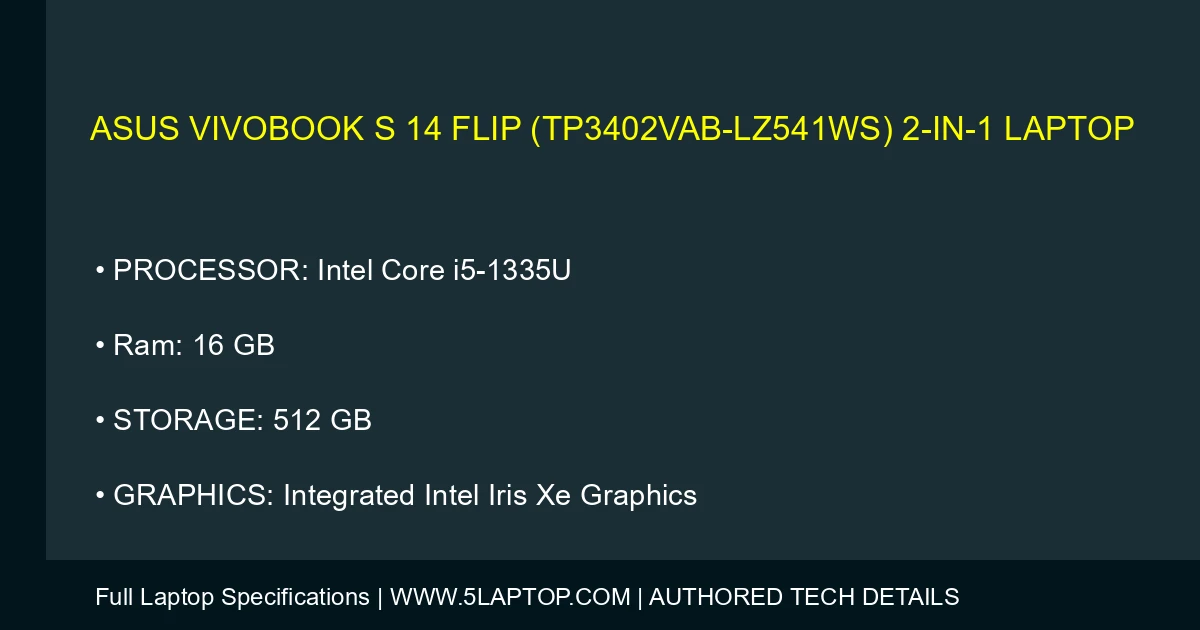 ASUS Vivobook S 14 Flip (TP3402VAB-LZ541WS) 2-in-1 Laptop