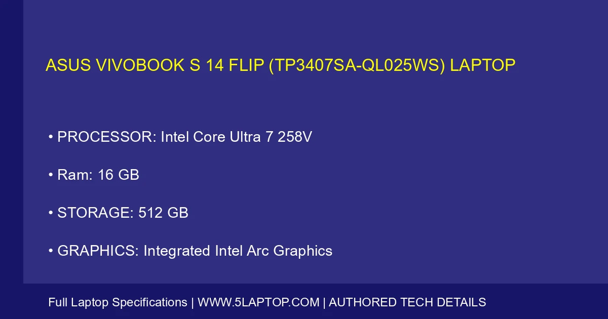 ASUS Vivobook S 14 Flip (TP3407SA-QL025WS) Laptop
