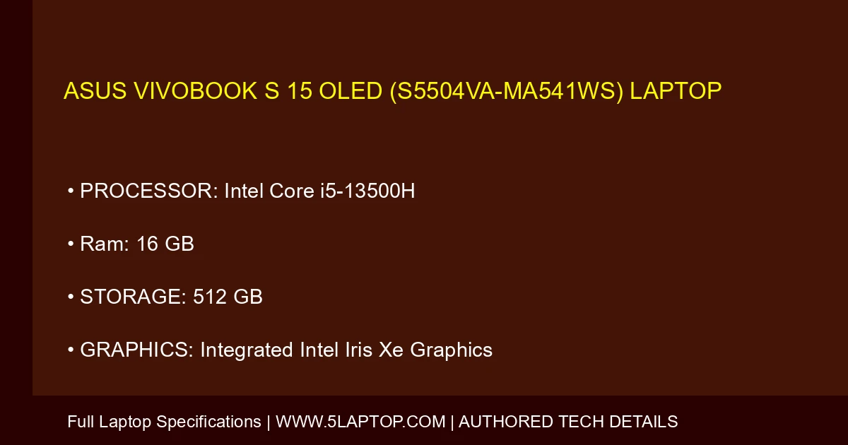 ASUS Vivobook S 15 OLED (S5504VA-MA541WS) Laptop