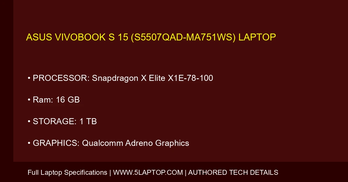 ASUS Vivobook S 15 (S5507QAD-MA751WS) Laptop