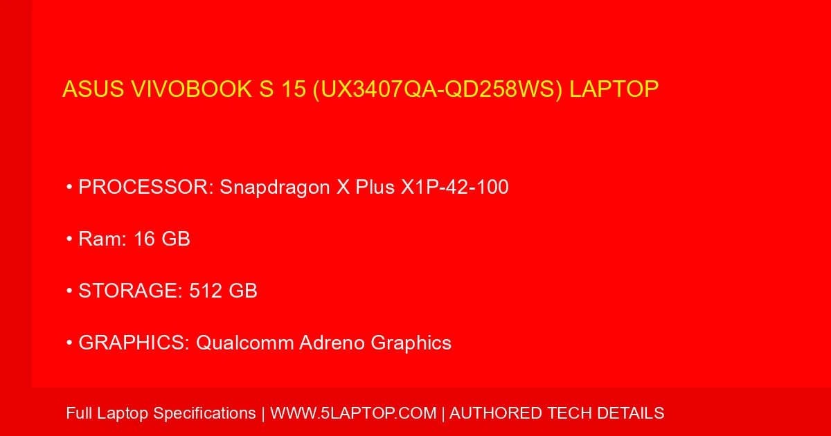 ASUS Vivobook S 15 (UX3407QA-QD258WS) Laptop