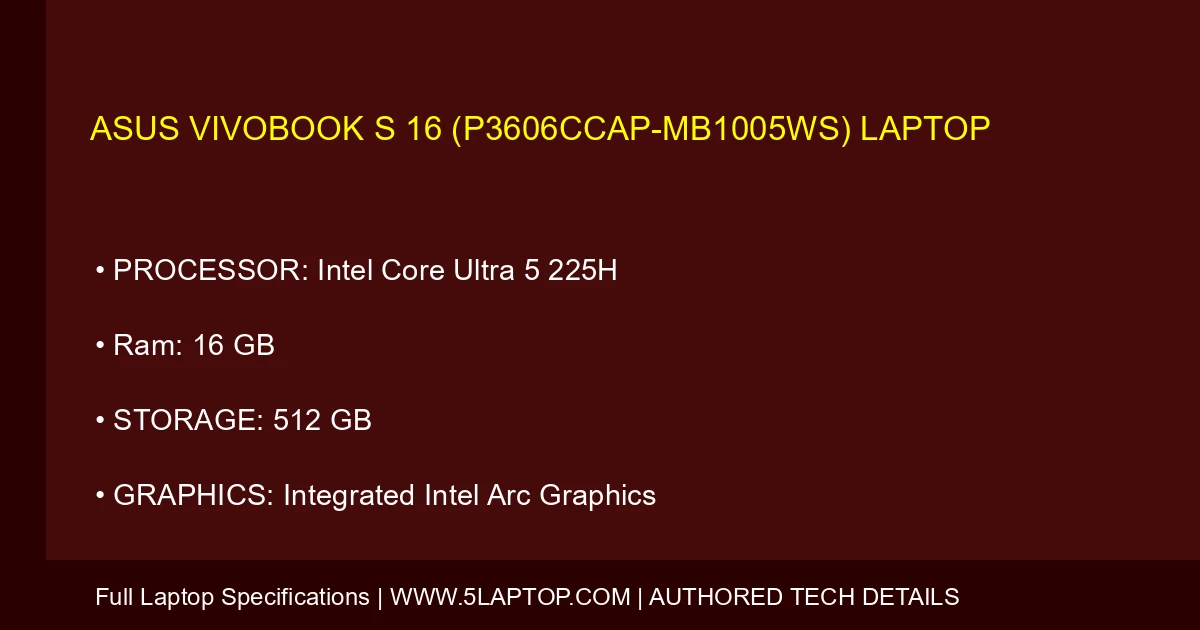 ASUS Vivobook S 16 (P3606CCAP-MB1005WS) Laptop