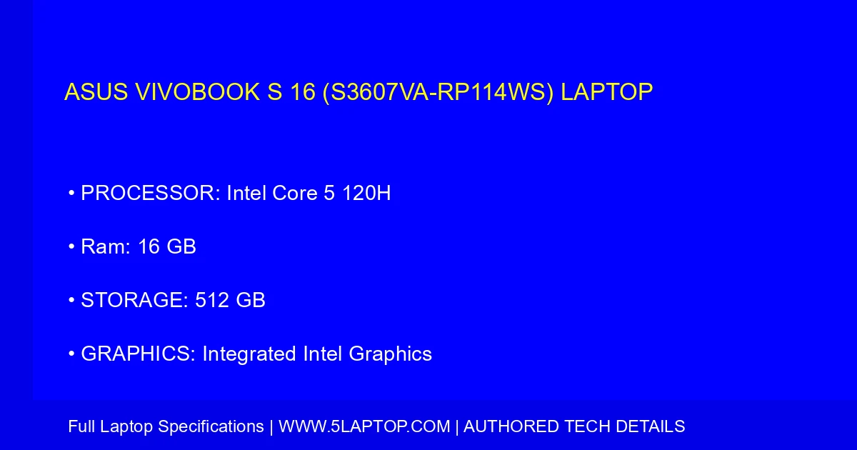 ASUS Vivobook S 16 (S3607VA-RP114WS) Laptop