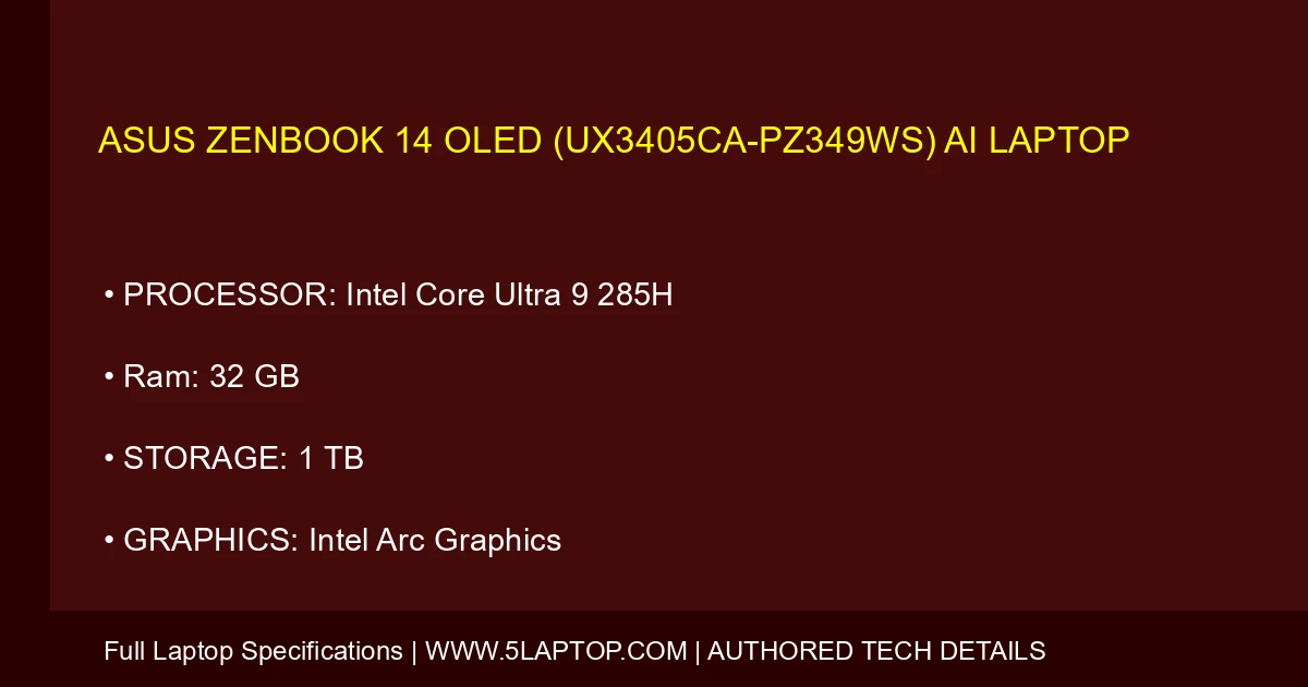 ASUS Zenbook 14 OLED (UX3405CA-PZ349WS) AI Laptop