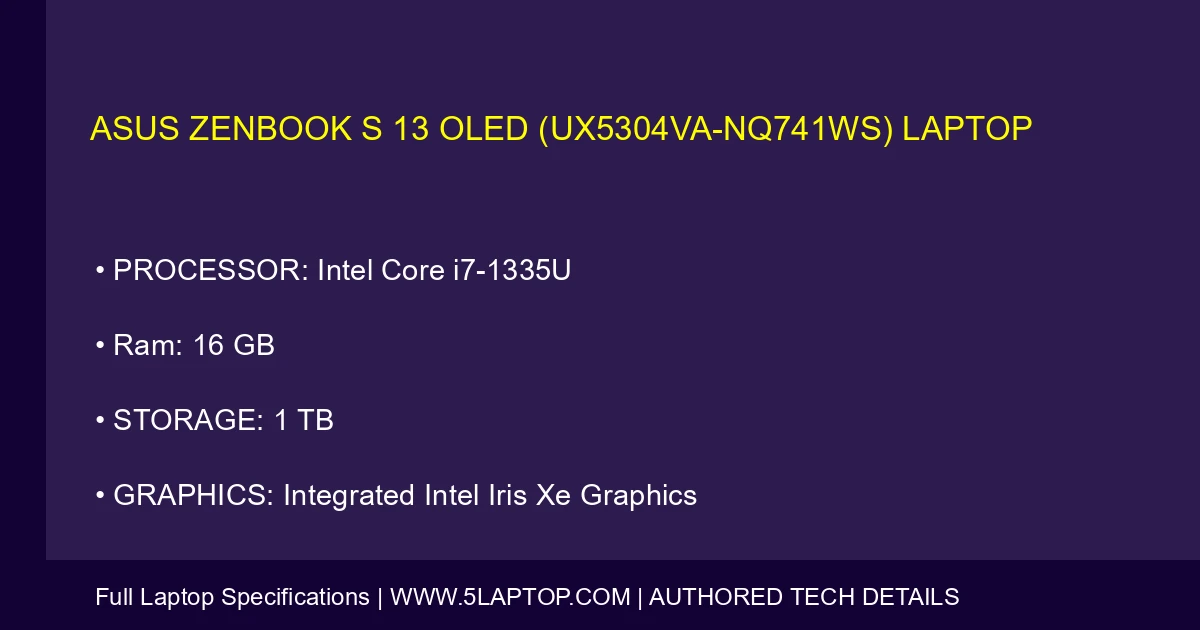 ASUS Zenbook S 13 OLED (UX5304VA-NQ741WS) Laptop