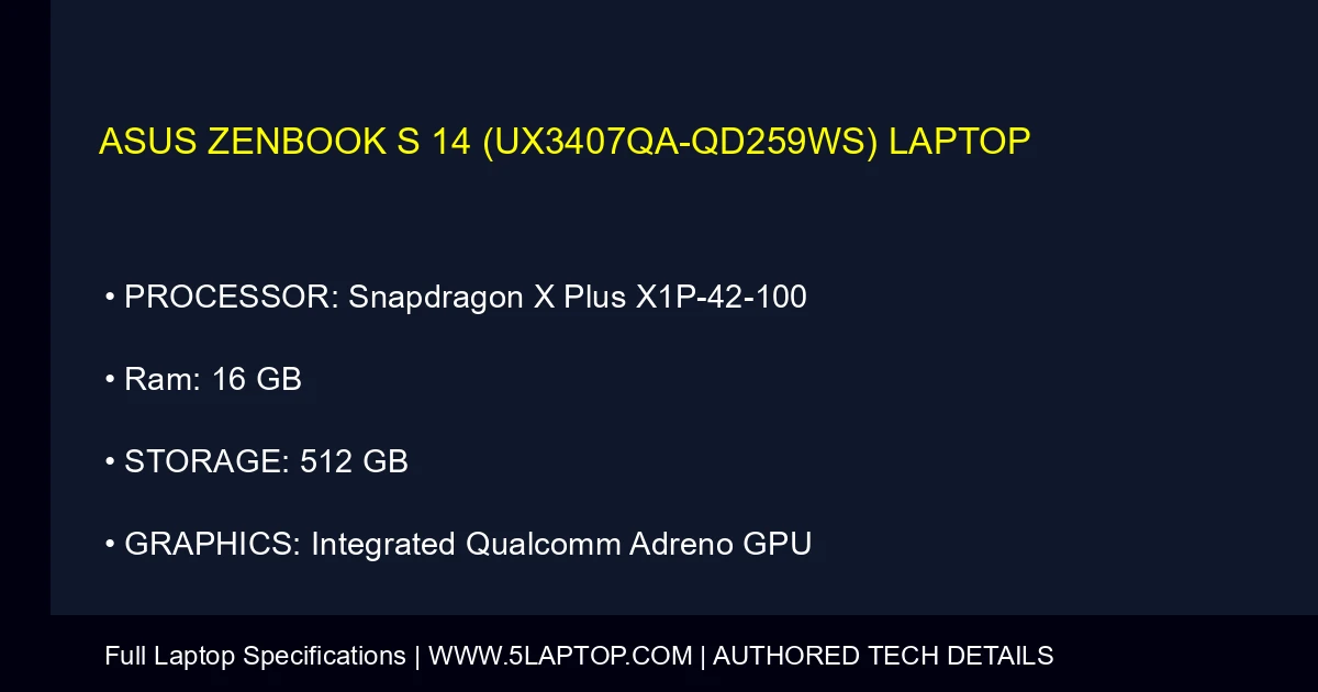 ASUS Zenbook S 14 (UX3407QA-QD259WS) Laptop