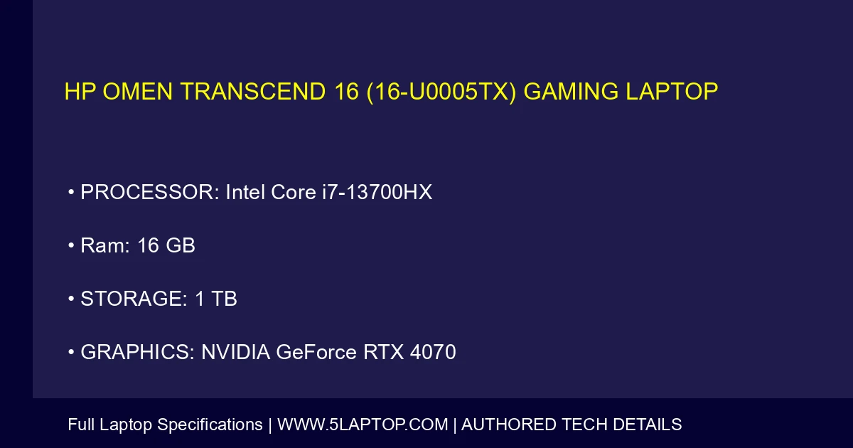 HP Omen Transcend 16 (16-u0005tx) Gaming Laptop