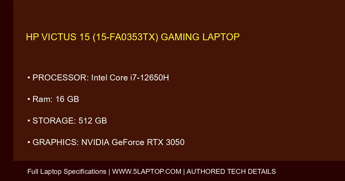 HP Victus 15 (15-fa0353tx) Gaming Laptop