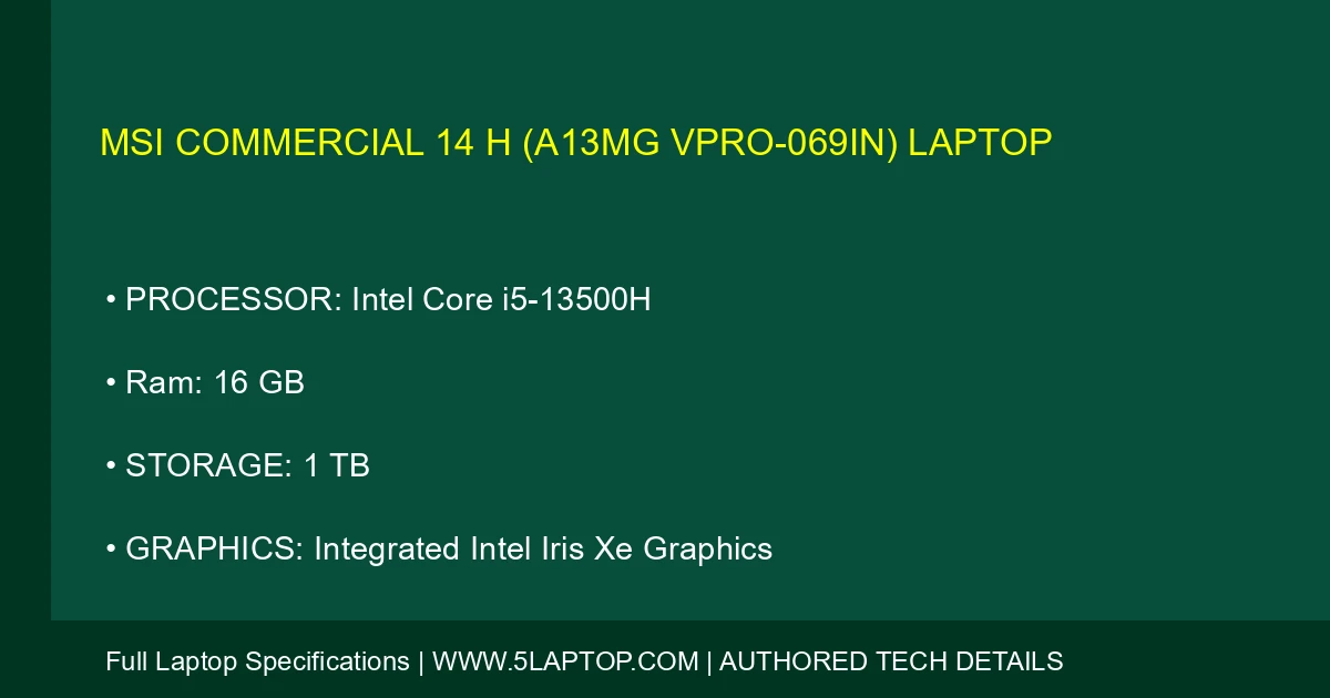 MSI Commercial 14 H (A13MG vPro-069IN) laptop