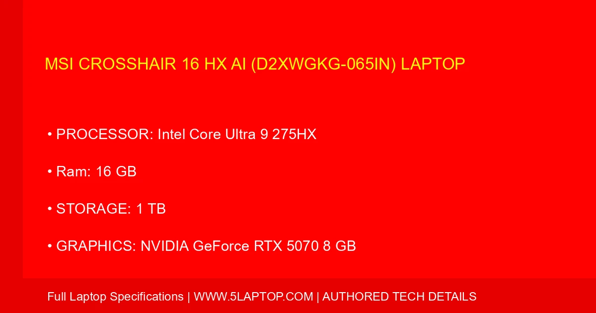 MSI Crosshair 16 HX AI (D2XWGKG-065IN) laptop