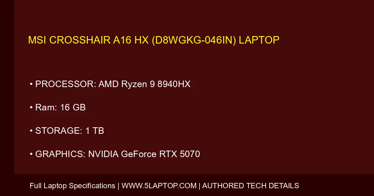 MSI Crosshair A16 HX (D8WGKG-046IN) laptop