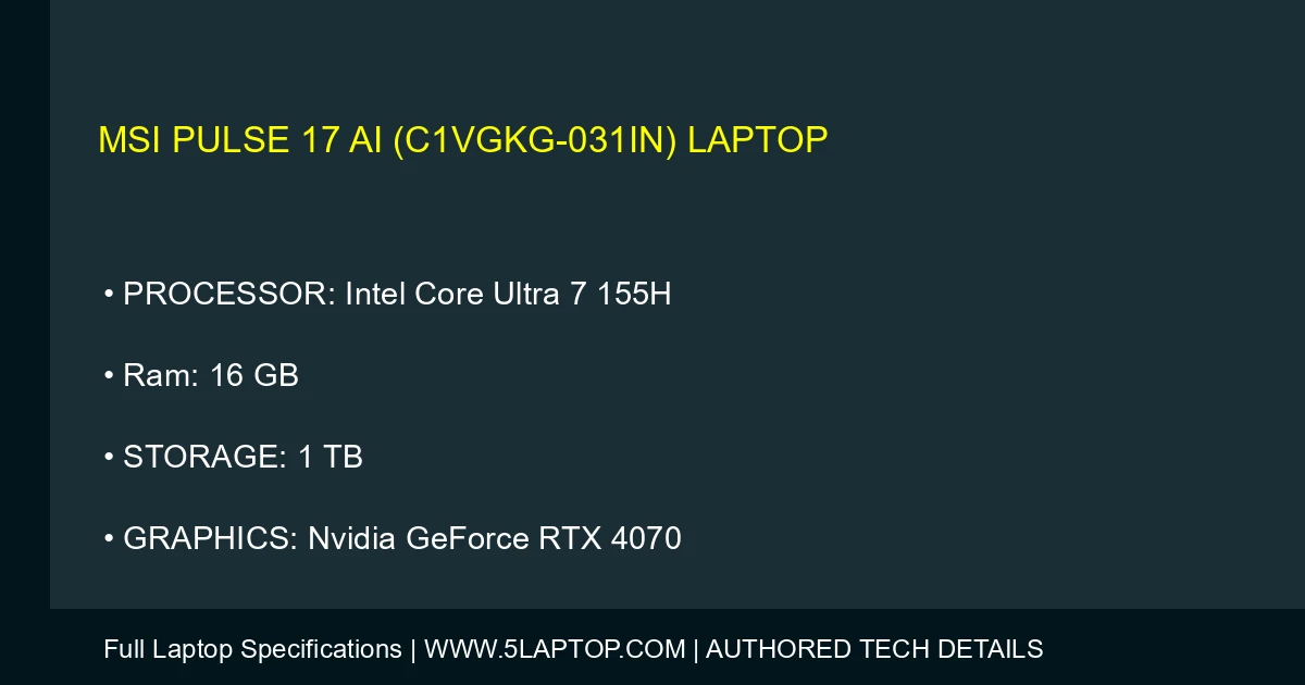 MSI Pulse 17 AI (C1VGKG-031IN) laptop